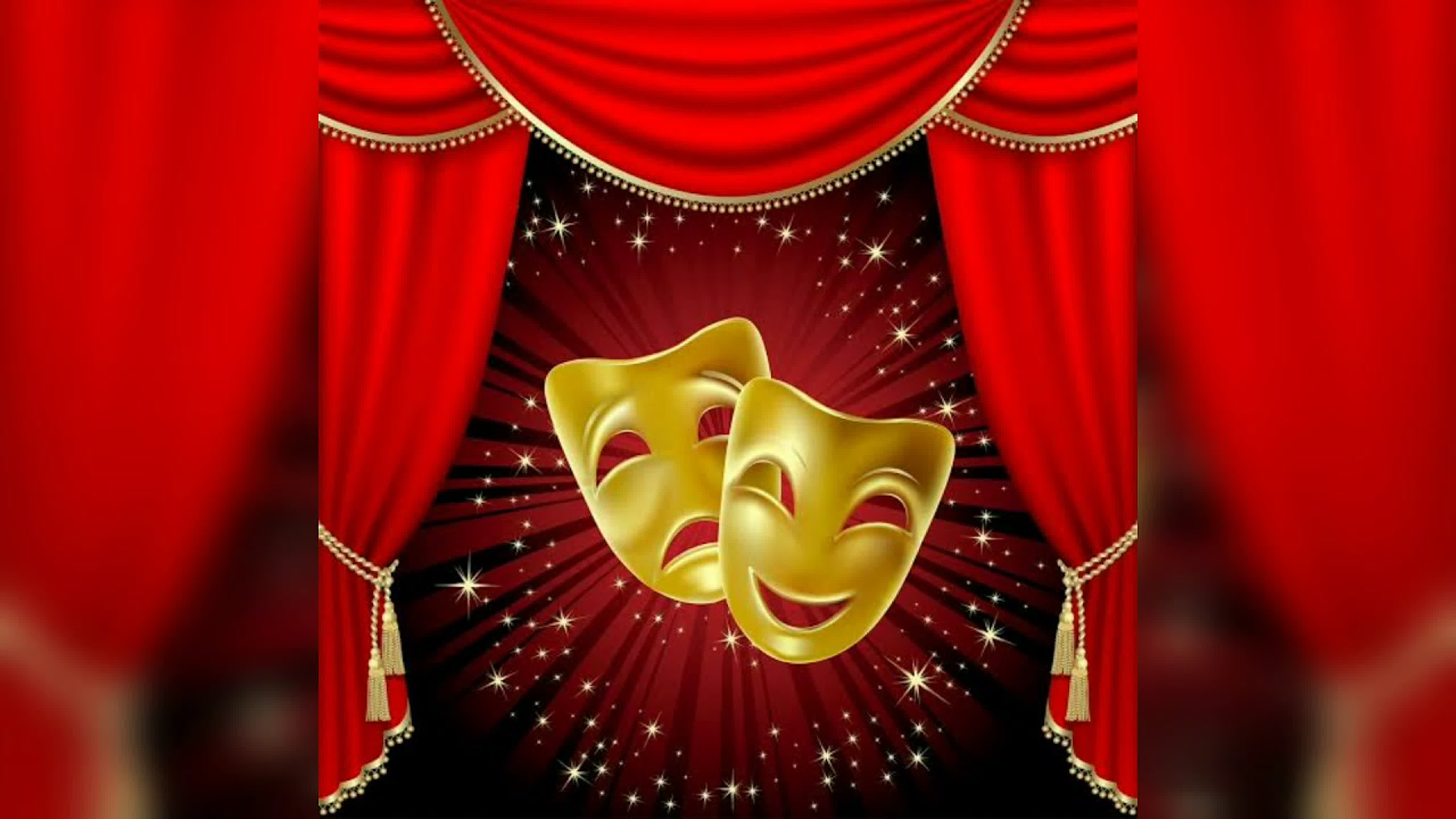 Мир театра видео. Мир театра. Театральные маски на фоне занавеса. Театральный фон. Волшебный мир театра.